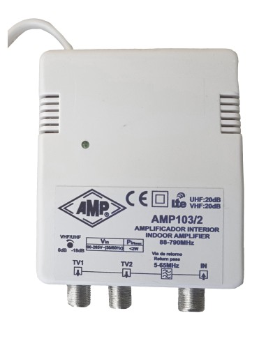 AMP103/2 Amplificador interior TDT 20dB con canal de retorno 5-65MHz