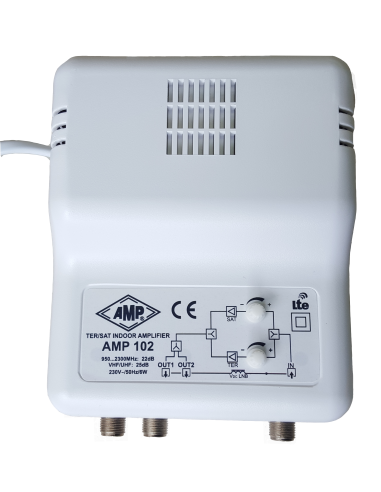 AMP102 Amplificador interior SAT+TV terrestre 1 entrada 2S