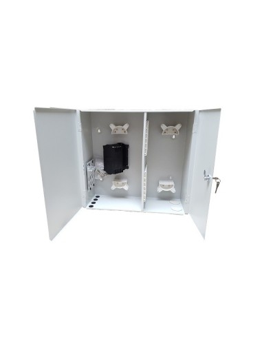 AMP940 Caja metálica RITI 2 puertas 2p Entrada/4p Salida, capacidad 72 fusiones + 72 adap. SC (no incluidos) 500x480x187mm