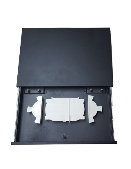AMP938 Bandeja deslizante para rack 19" 4p Entrada/Salida, capacidad 24 fusiones + 24 adap. SC (no incl.) 443x300x45mm