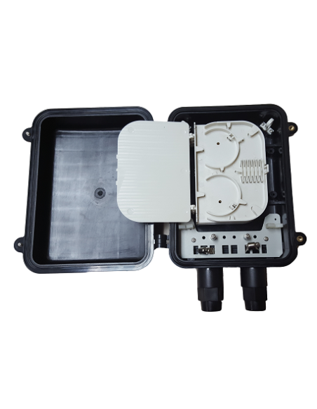 AMP930 Caja exterior IP68 2p Entrada/Salida, capacidad 18 fusiones (Máximo 30 fusiones) negra medidas 285x200x90mm