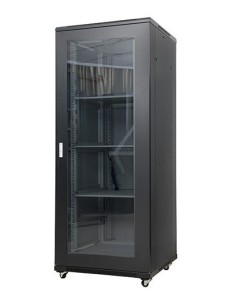 AMP608 Rack de suelo 19" 42U 2050x600x800mm con puerta de cristal y 4 ventiladores