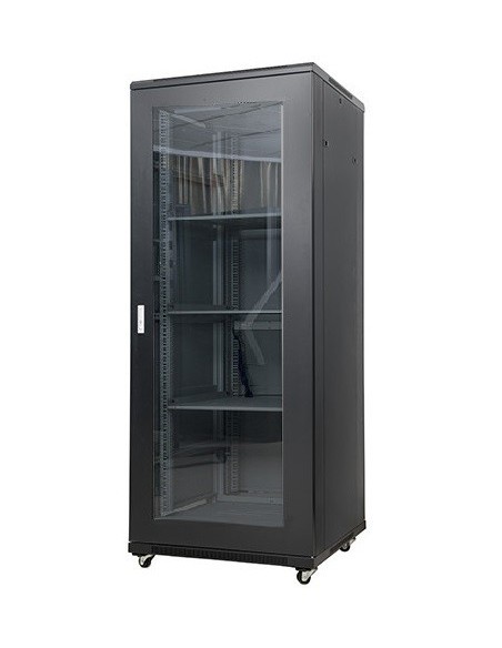 AMP608 42U 19-inch Floor Mount Rack. Measures: 2050x600x800 mm,  front glass door and 4 fans
