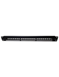 AMP672 Panel de parcheo integrado 19" Cat.6 UTP 24 puertos 1 U dual 180º bastidor trasero