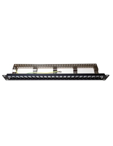 AMP674 Panel de parcheo integrado 19" Cat.5E UTP 24 puertos 1U dual 180º bastidor trasero
