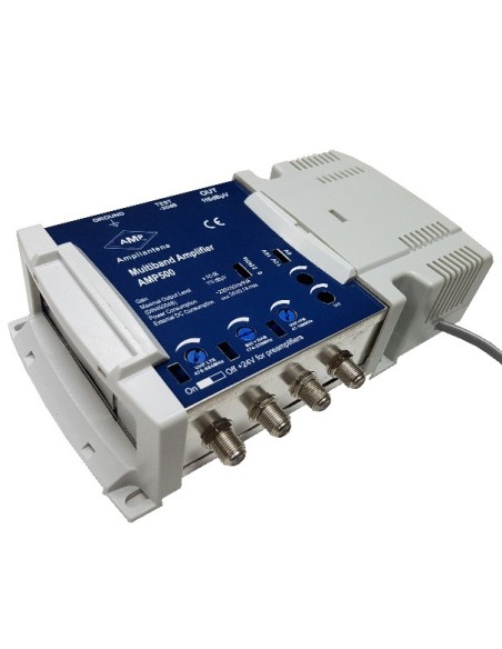 Multiband amplifier 4 inputs 40 dB with satellite (UHF LTE700 / BIII+DAB / VHF+FM / SAT)