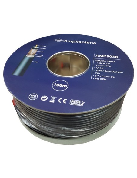 Coaxial cable CU black PE CPR Fca 100m