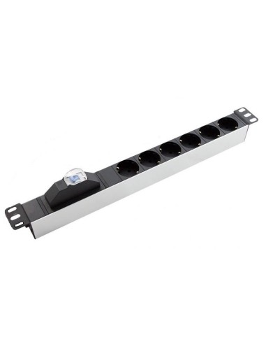 Barre multiprise 6 Schuko 19" court circuit
