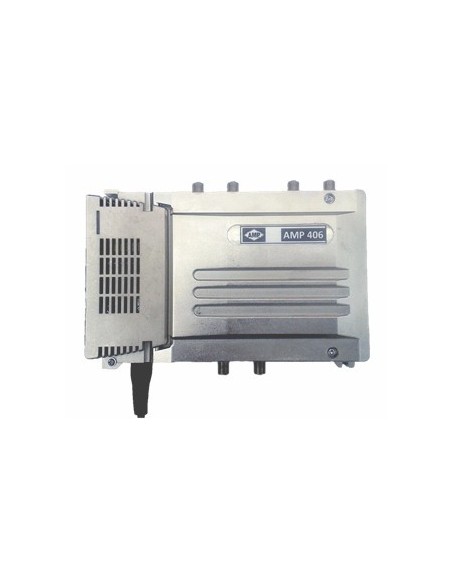 AMP406 Central blindada cubierta zamak 4 Entradas/40dB (BI+FM/BIII+DAB/2 UHF) 128dBuV "LTE"