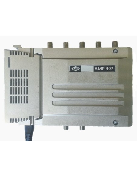 AMP407 Central blindada cubierta zamak 5 Entradas/40dB (BI+FM/BIII+DAB/BIV/BV/UHF) 128dBuV "LTE"