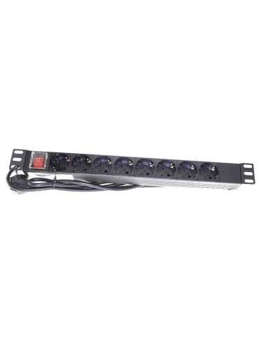 AMP644 Shucko 19" 1U 8 tomas DIN on/off