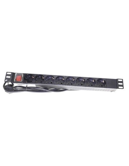 AMP644 Shucko 19" 1U 8 tomas DIN on/off