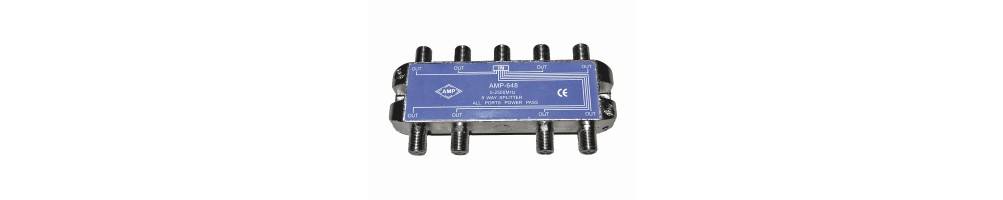 Distribuidores blindados 5-2500MHz conexión lateral "F"