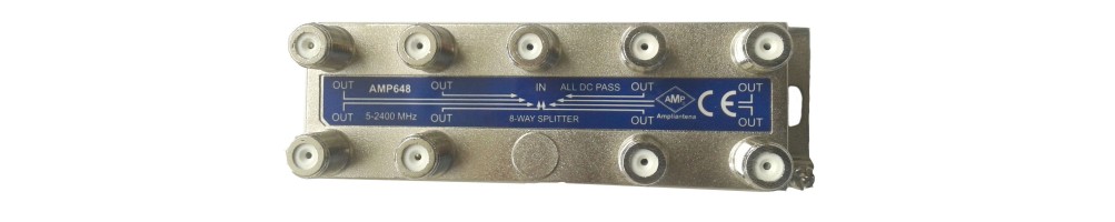 Distribuidores blindados 5-2500 MHz conexión frontal "F"